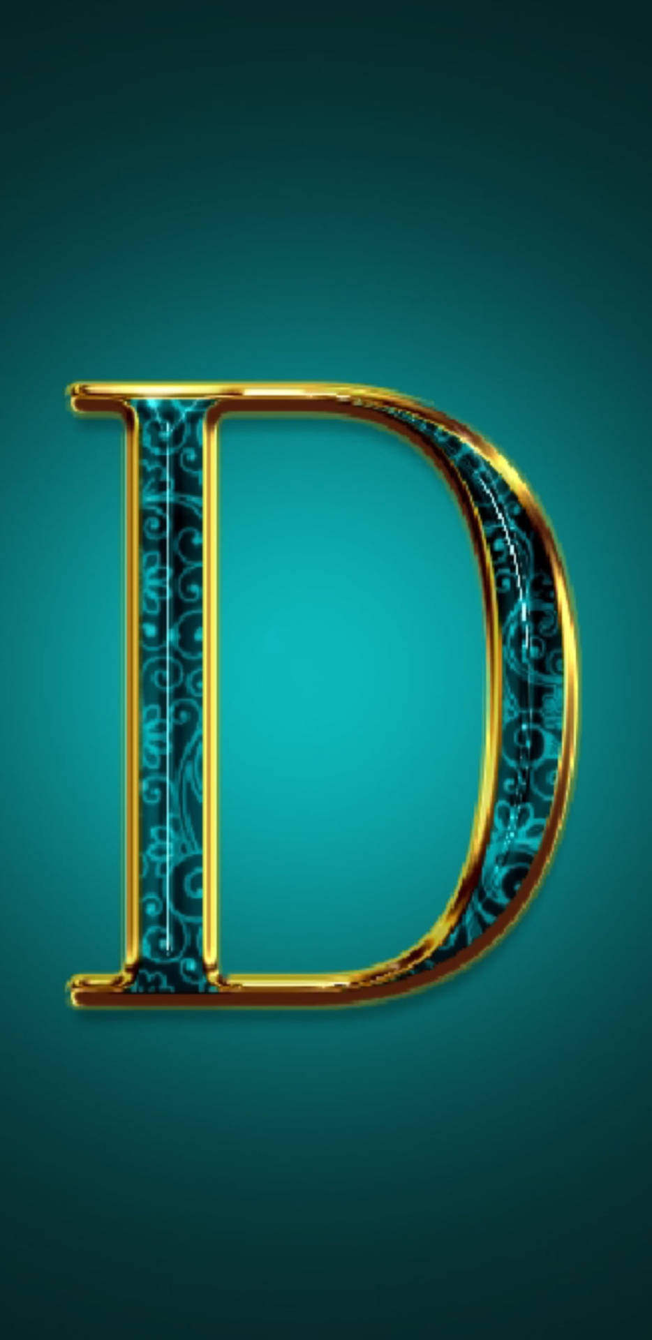 金色字母D，帶有青綠色漩渦，背景為青綠色漸變。