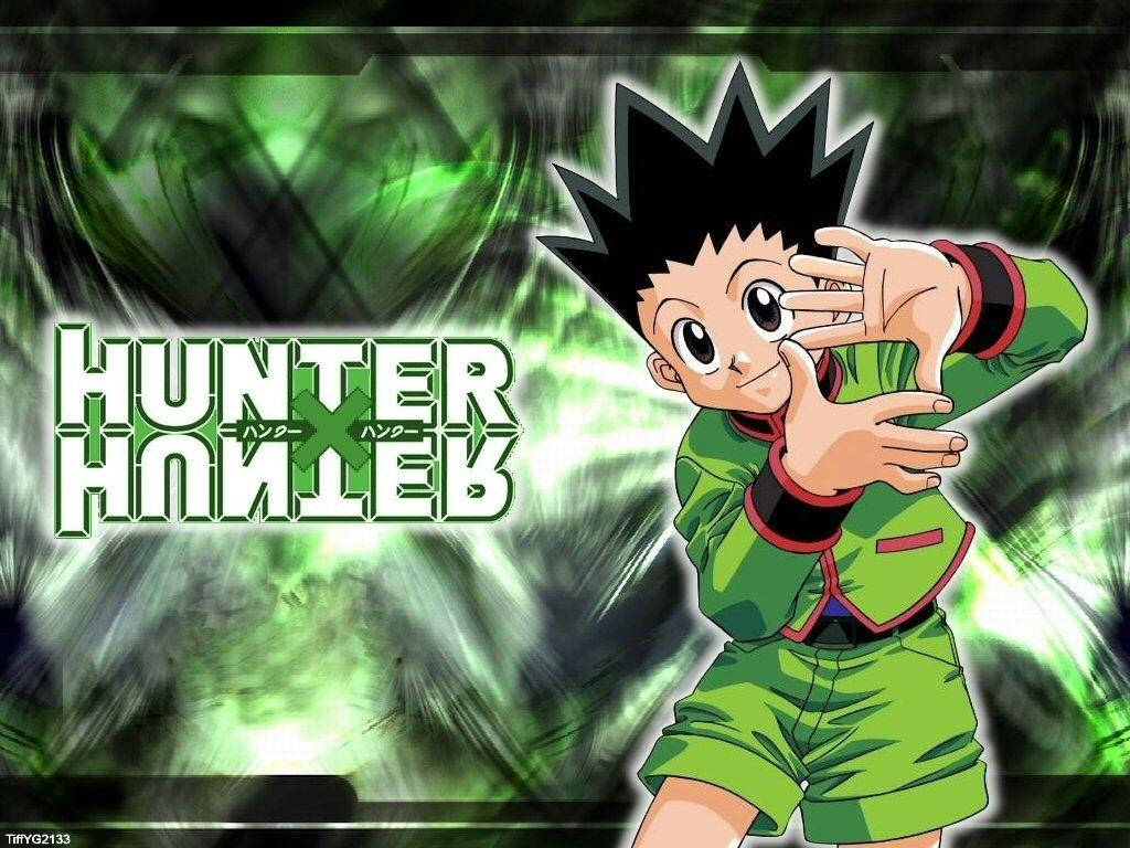 來自《Hunter x Hunter》的動漫角色穿著綠色服裝，配合能量效果擺姿勢。