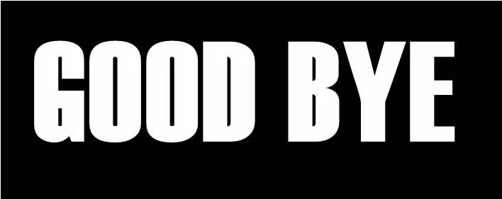 黑色背景上的「GOOD BYE」文字 壁紙 — 粗體白色文字寫著再見，在純黑色背景上顯得格外突出。