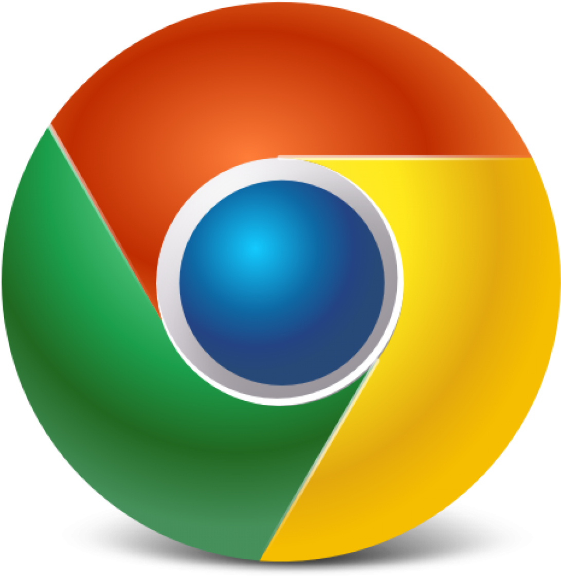 Google Chrome瀏覽器標誌 壁紙 — 一個有光澤的圓形標誌，由紅色、橙色、綠色和黃色部分圍繞著藍色中心，背景為黑色。