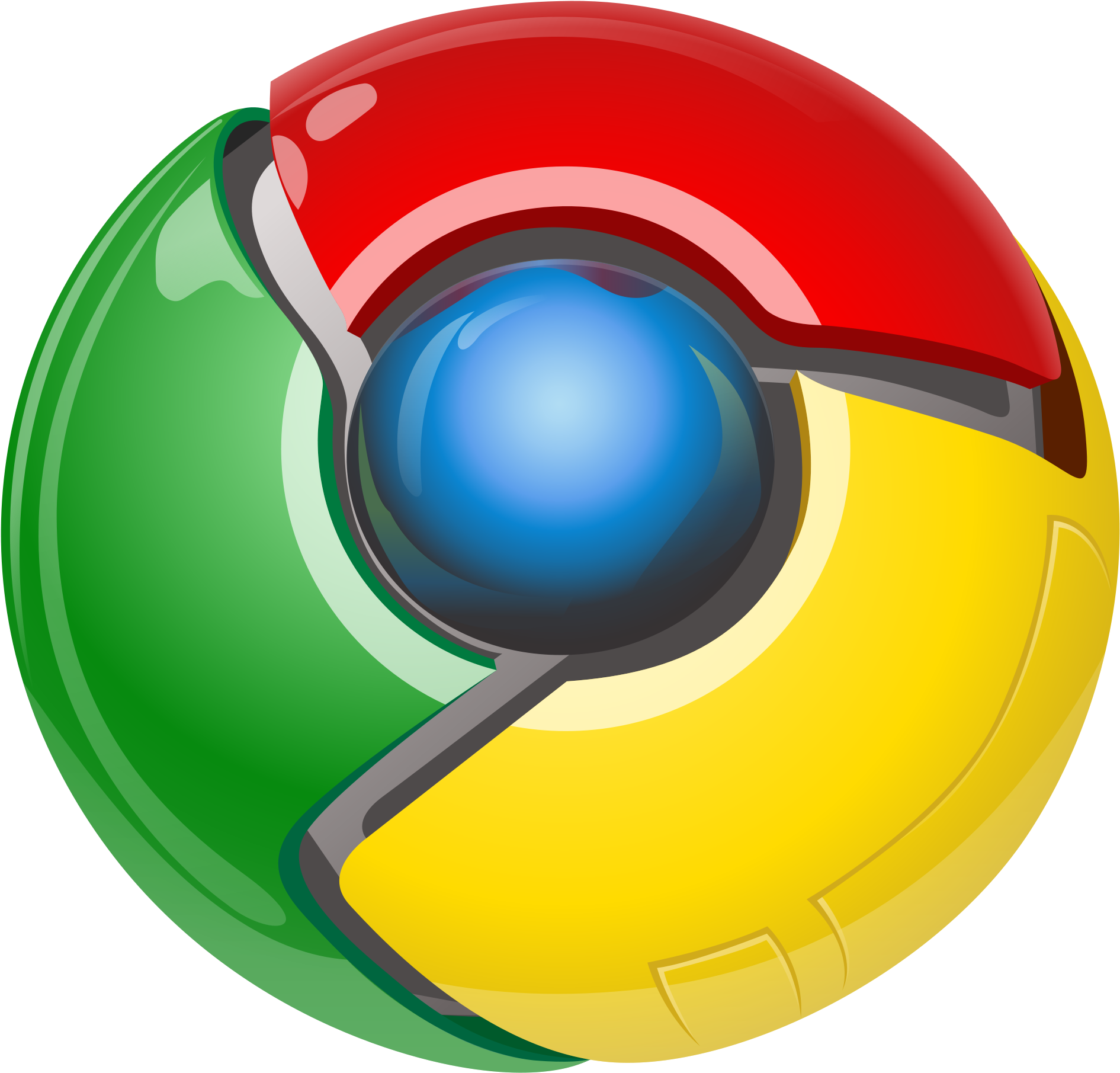 Google Chrome 標誌 壁紙 — 一個光亮的Chrome瀏覽器標誌，紅色、綠色和黃色部分圍繞著中央的藍色球體。