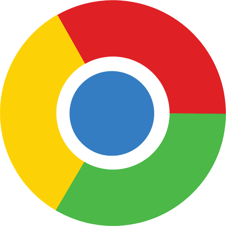 Google Chrome瀏覽器標誌 壁紙 — 一個大膽的圓形標誌，由黑色線條分隔的紅色、黃色、綠色和藍色區塊，位於黑色背景上。