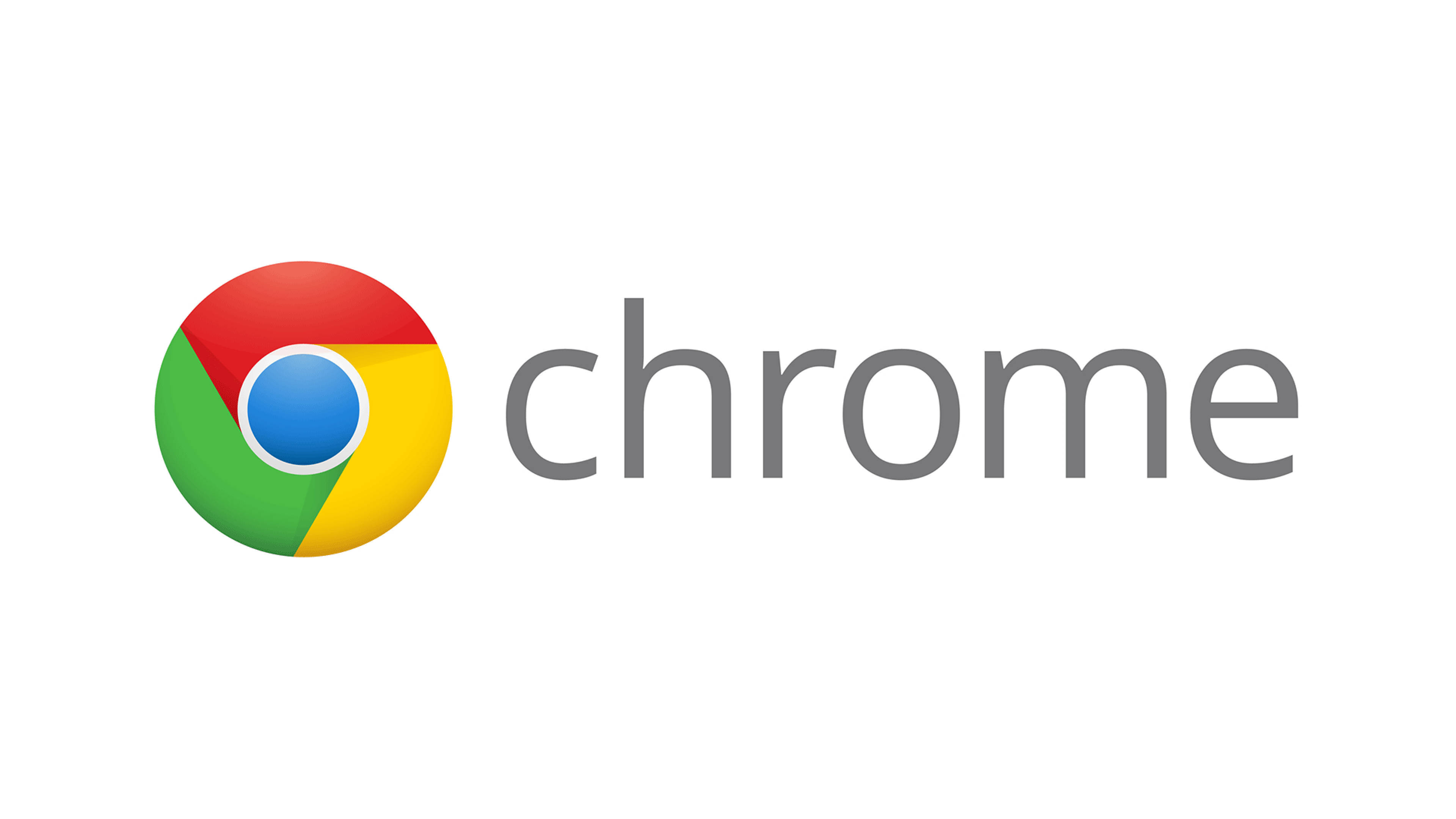 Google Chrome 美學風格 壁紙 — Google Chrome 標誌，其彩色圓形圖標和灰色文字在純白色背景上。
