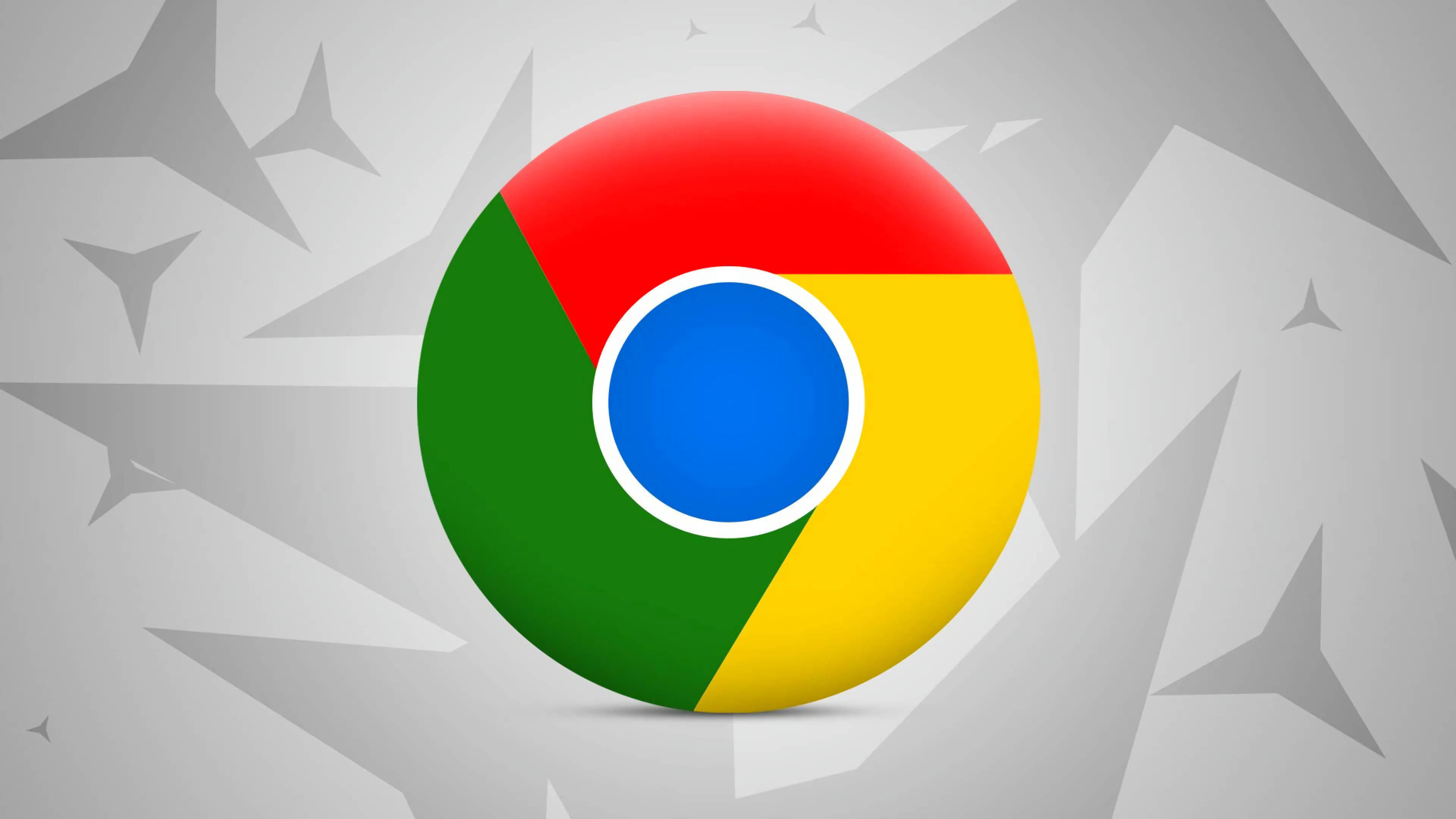 Google Chrome灰調藝術 壁紙 — Google Chrome 標誌居中於灰色幾何背景上，帶有銳利的角形狀。