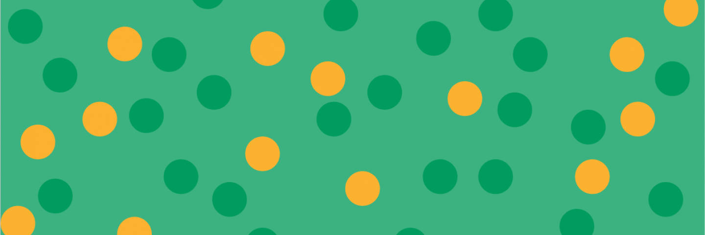Google Classroom 黃綠圓點圖案 壁紙 — 充滿活力的綠色背景，散佈著大膽的黃色和深綠色圓圈，形成俏皮的重複圖案。