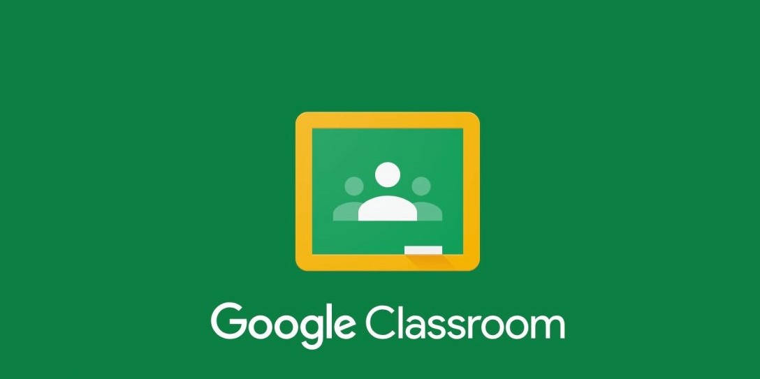 Google Classroom 簡約綠色背景 壁紙 — Google Classroom 標誌，帶有綠色黑板圖標和白色文字，背景為純綠色。