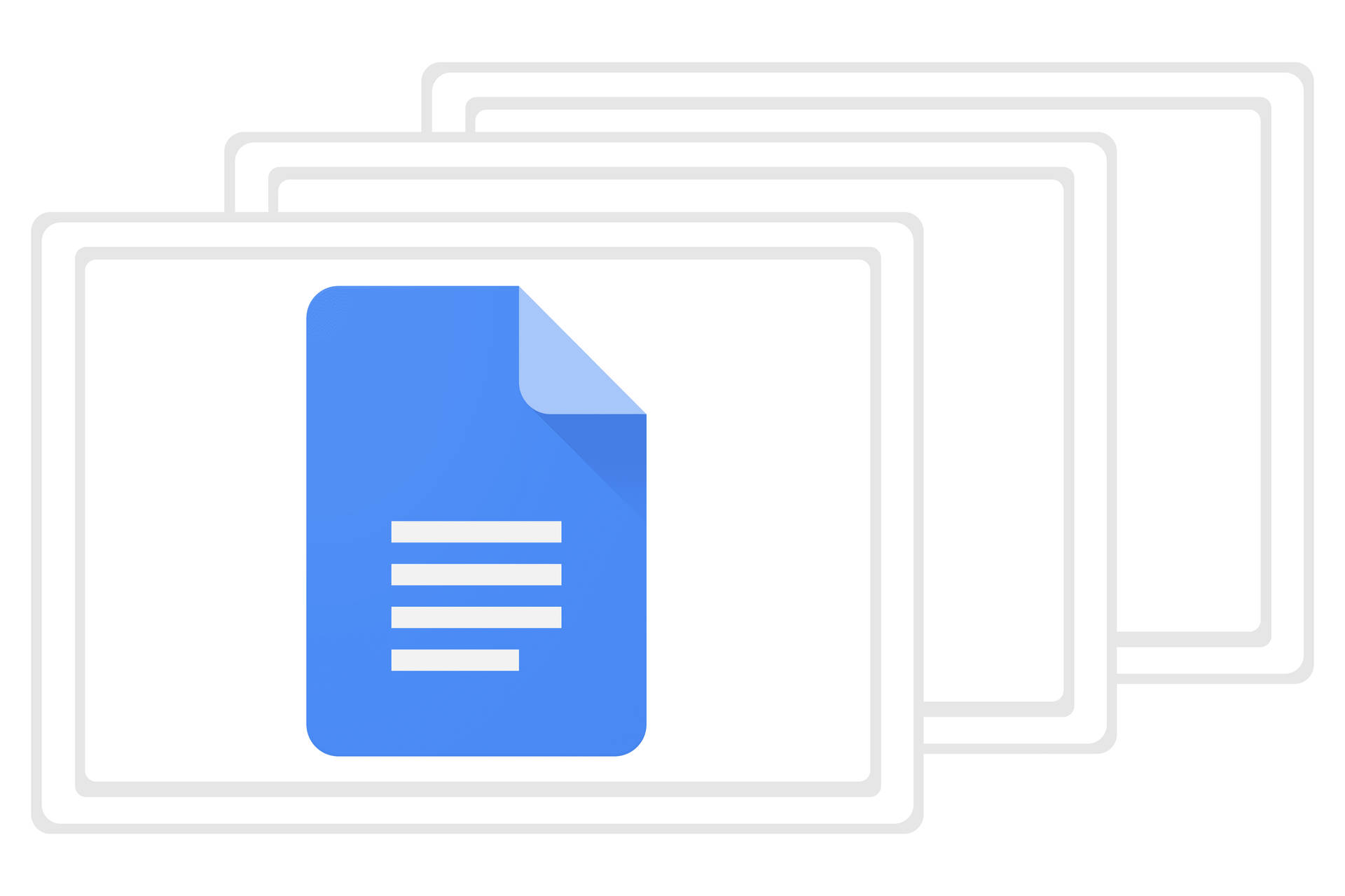 一堆數位文件，頂部有藍色 Google Docs 圖示。