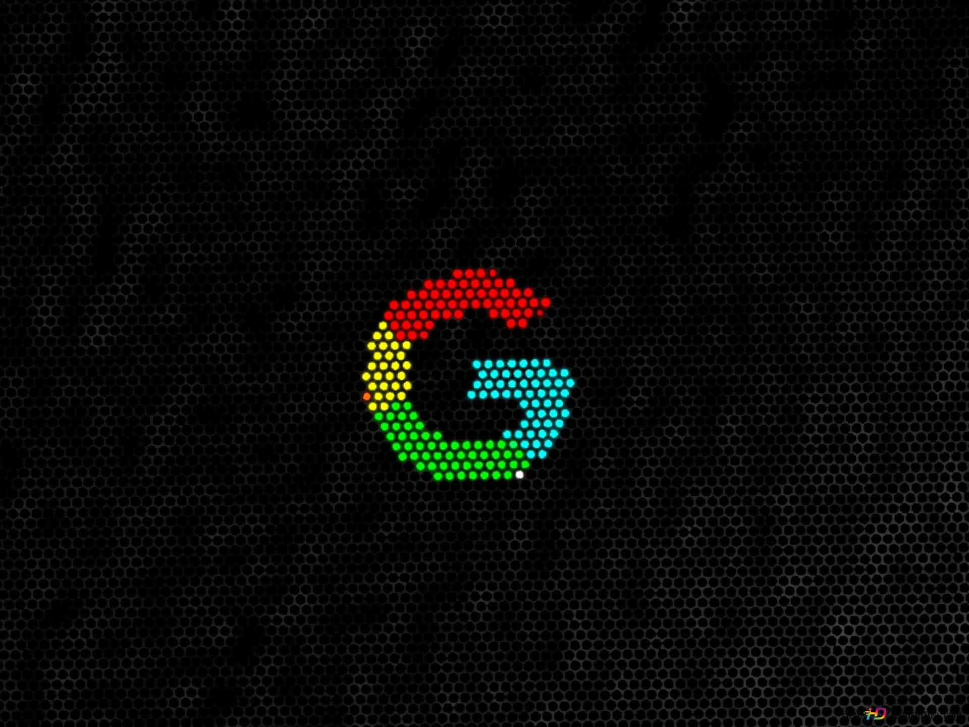 深色六角網格背景上的像素化Google G標誌