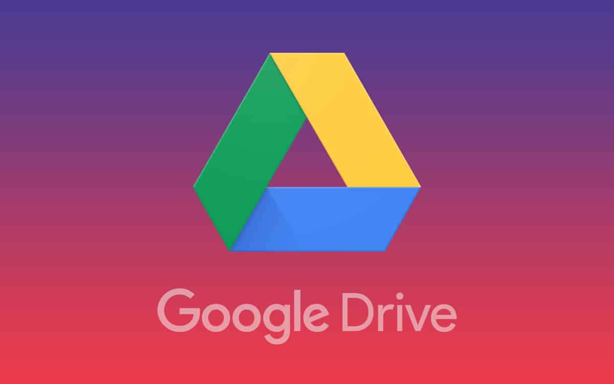 帶有漸變背景和白色文字的 Google Drive 標誌