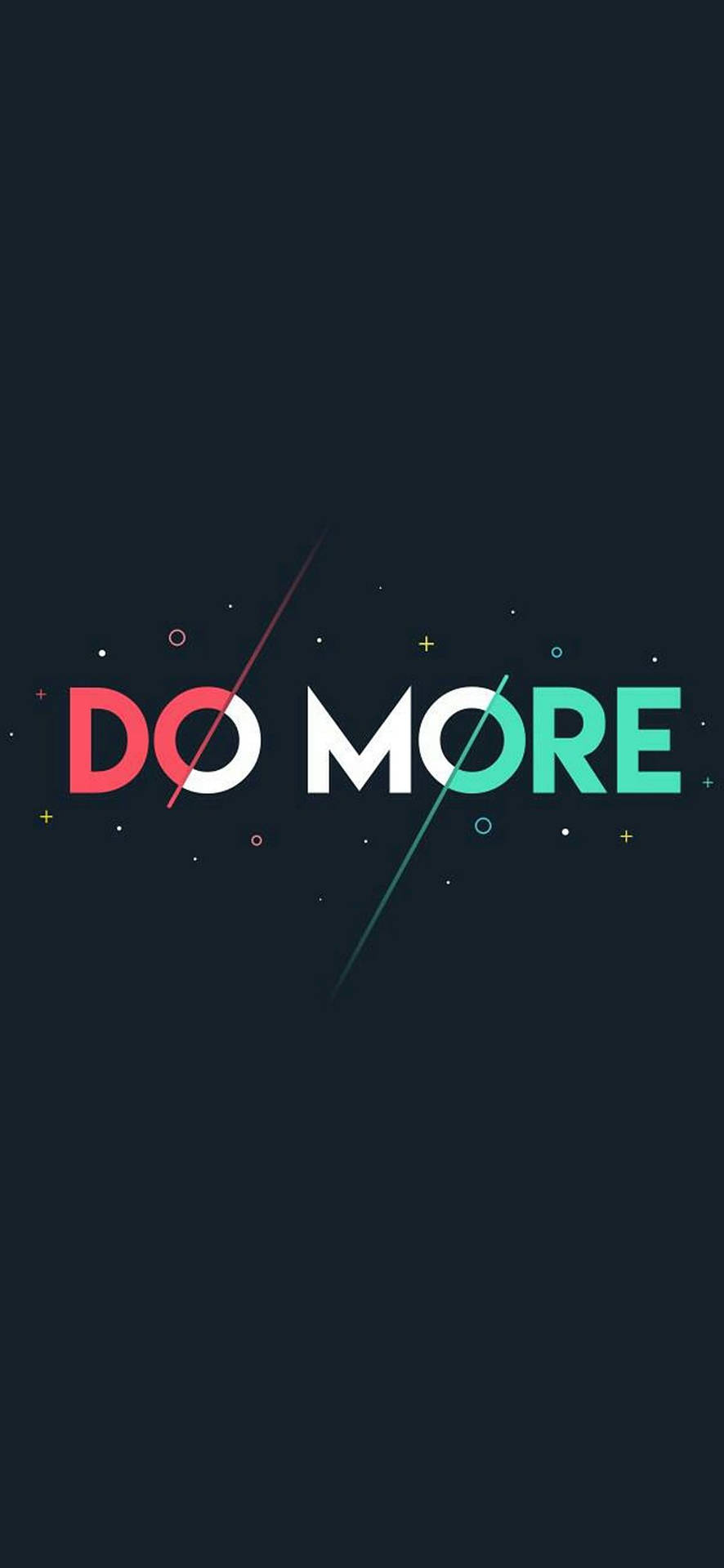 在深色背景上以紅色和綠色顯示的勵志文字DO MORE，帶有幾何元素