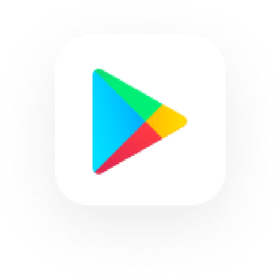 Google Play商店圖標 壁紙 — 鮮豔色彩的 Google Play Store 標誌居中於帶有黑色斑點邊框的白色圓角正方形上。