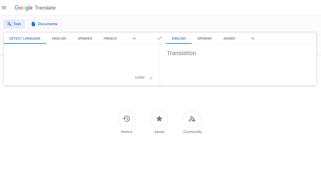 Google 翻譯網頁，包含文字和翻譯欄位。