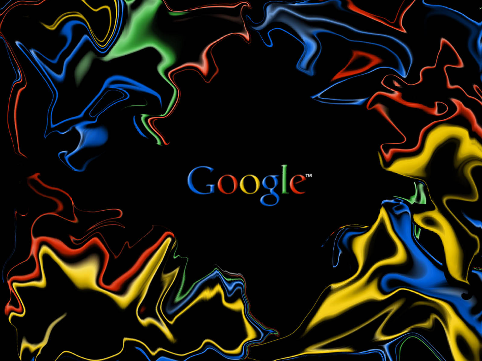 Google 標誌被彩色漩渦圖案環繞在黑色背景上