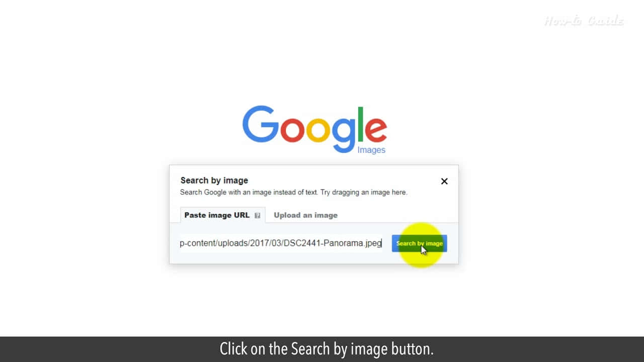 Google 圖片搜尋視窗，包含圖片上傳和突出顯示的搜尋按鈕。
