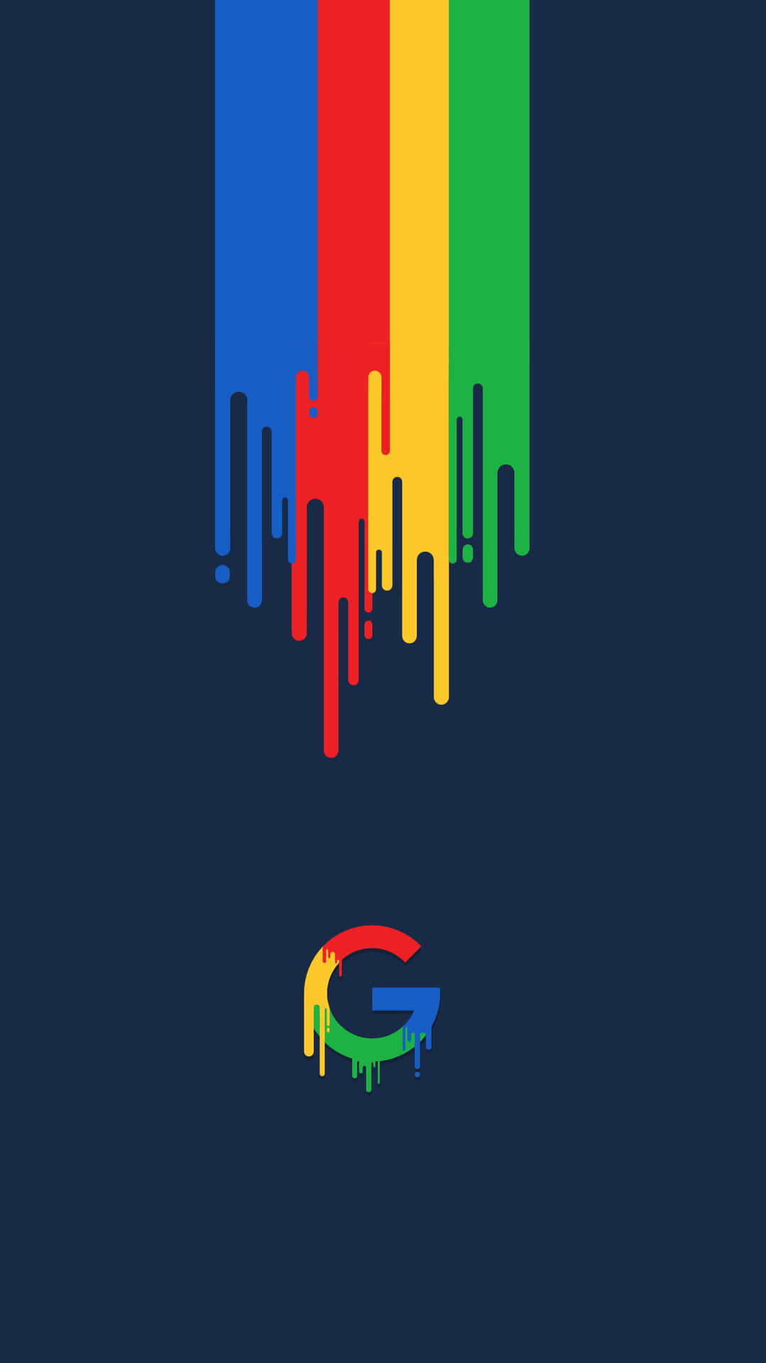 彩虹油漆滴落在深藍色背景上，帶有滴落的Google標誌。