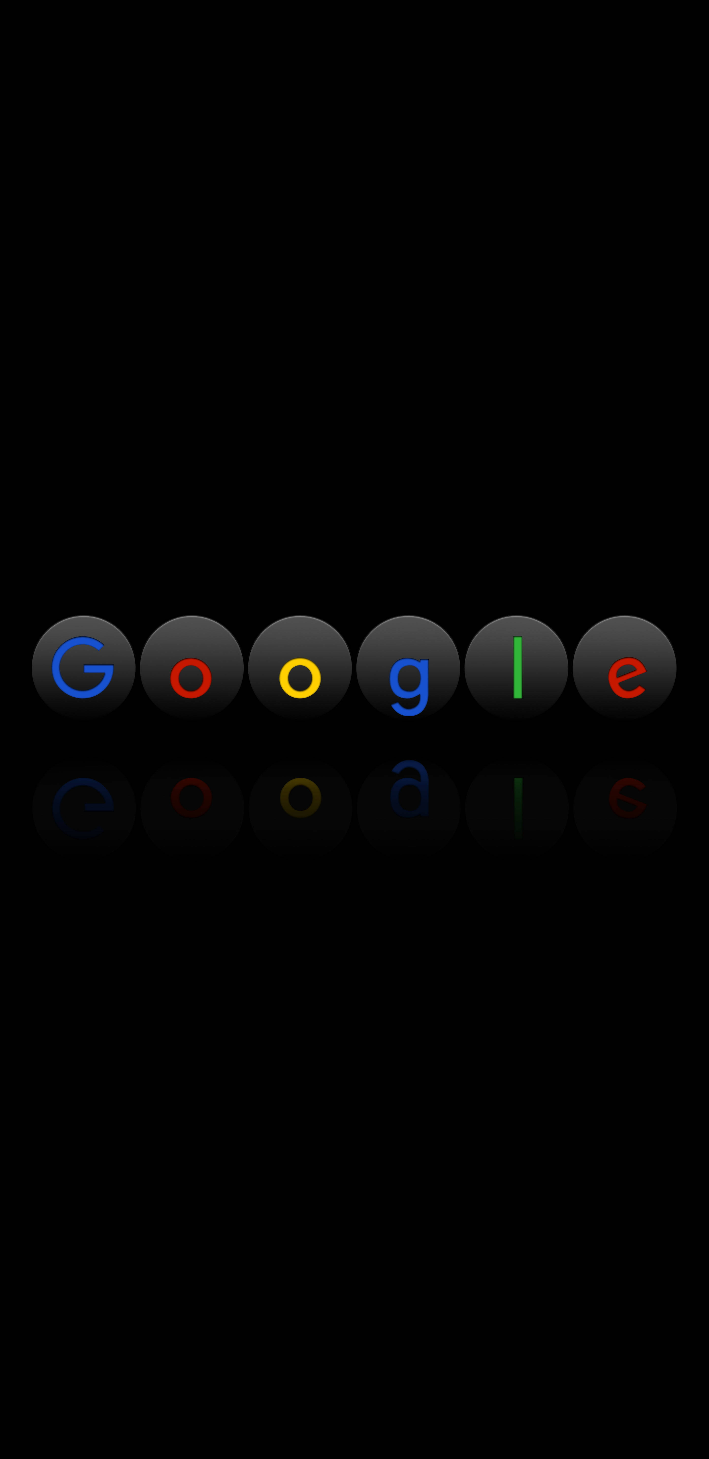 google 桌布 壁紙 — Google 標誌，黑色背景上帶有彩色字母，下方有微妙的倒影。