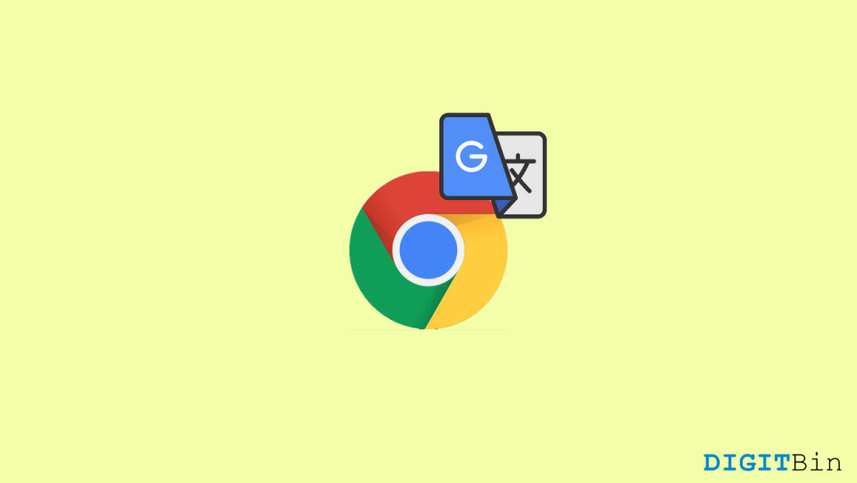 Google Chrome 瀏覽器圖示疊加 Google 翻譯圖層，背景為淡黃色。