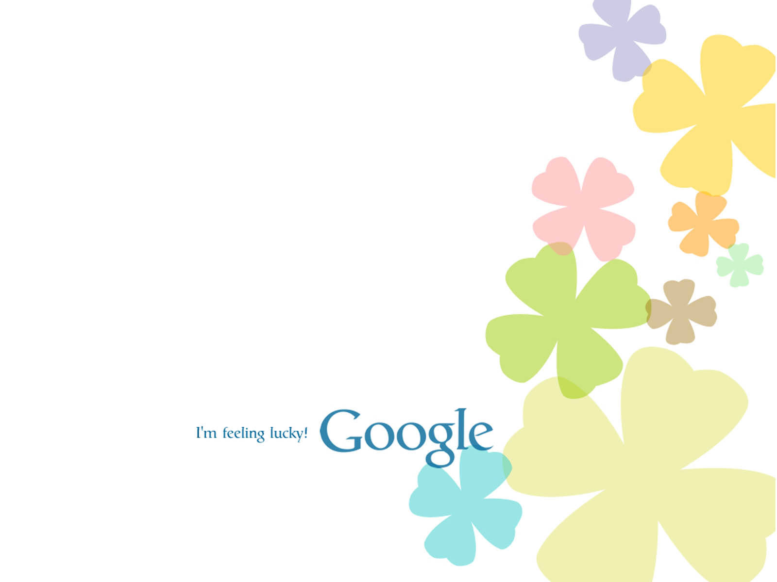 Google 的「I'm feeling lucky」與角落的彩色四葉草。