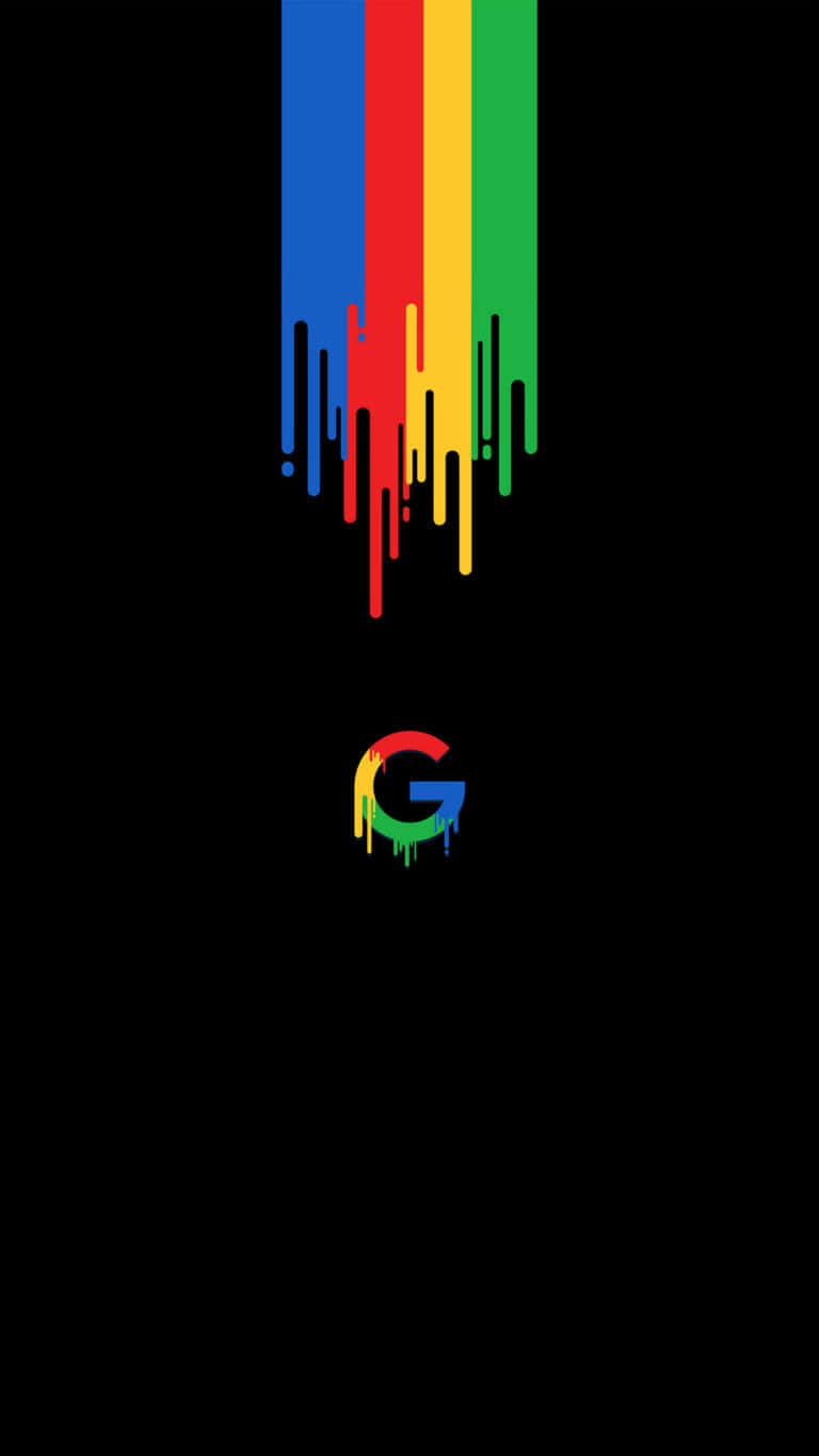 彩虹油漆滴落在黑色背景上，帶有滴落的Google標誌。