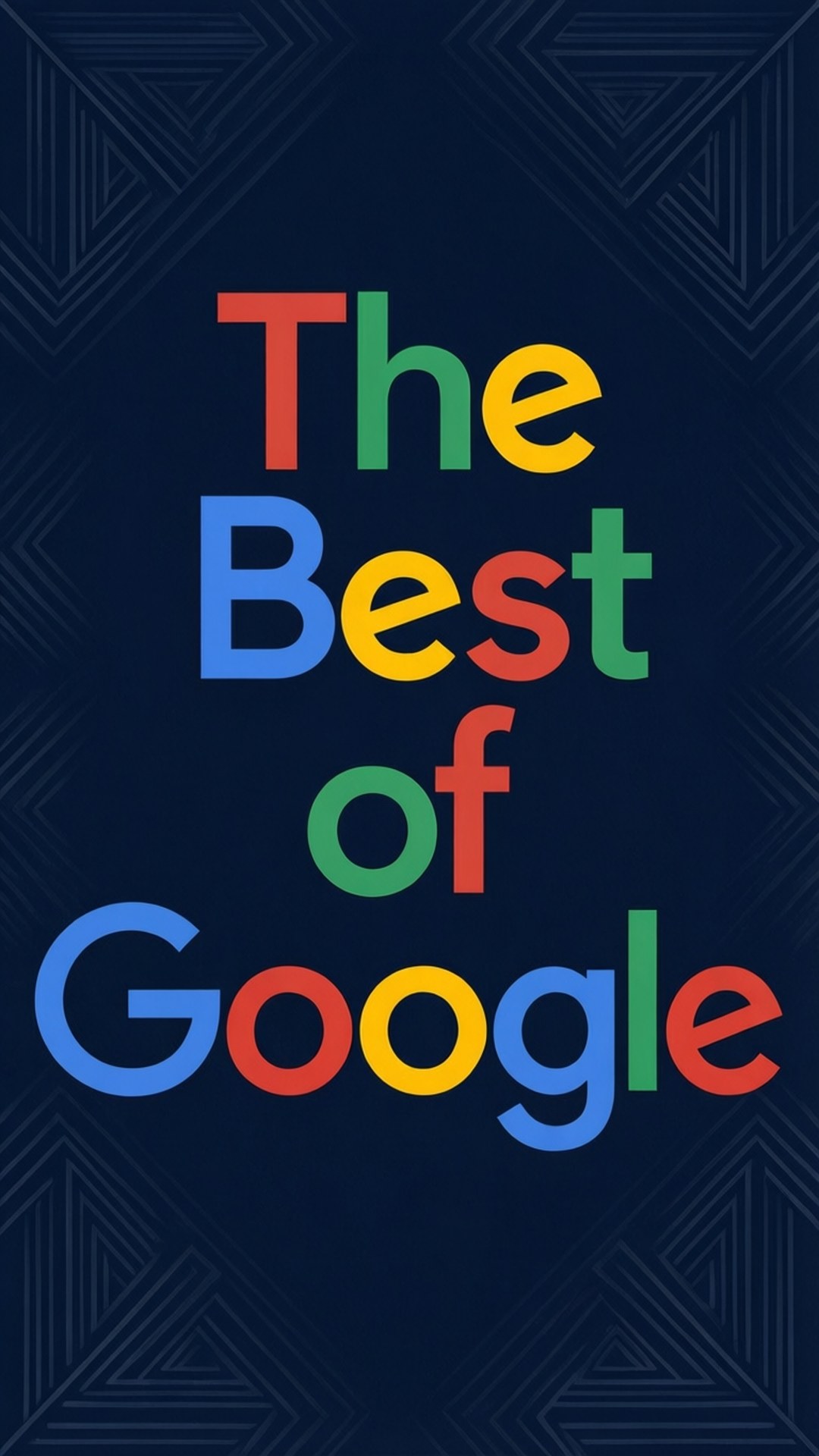 在深藍色幾何背景上顯示「The Best of Google」的Google標誌文字。