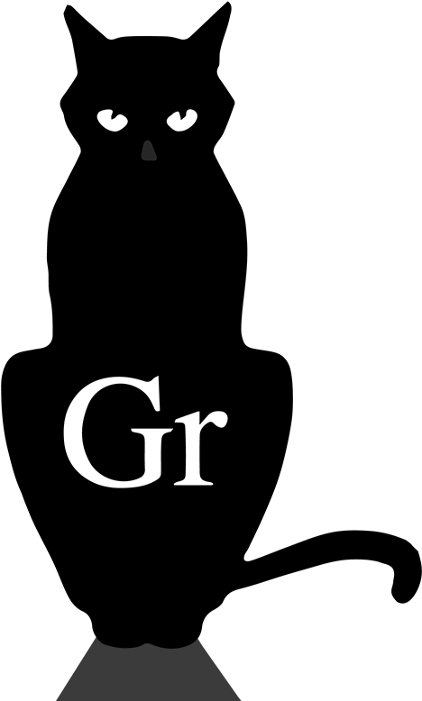 黑貓剪影配 Gr 文字 壁紙