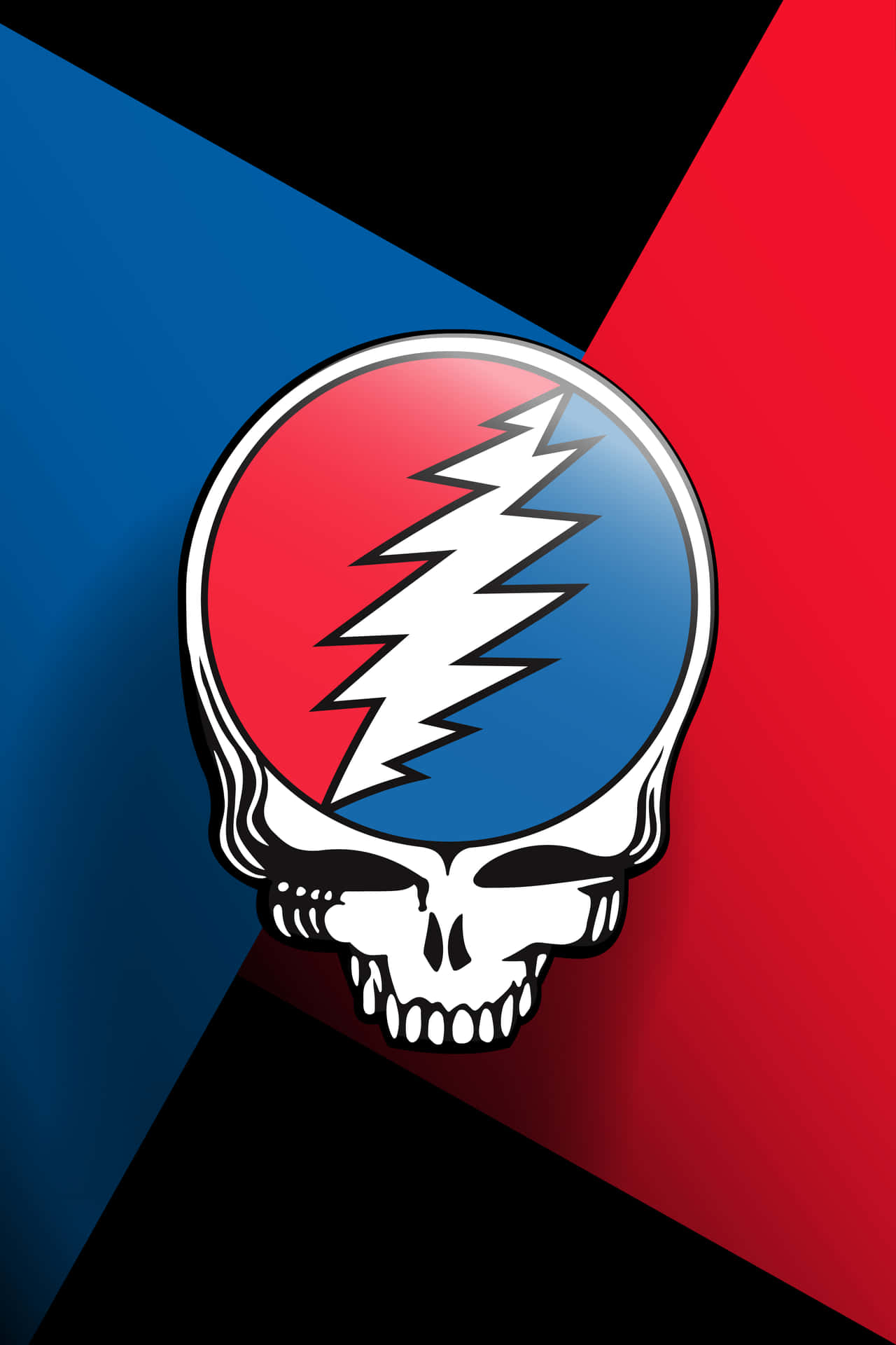 Grateful Dead 骷髏標誌 閃電 紅 藍 黑 背景