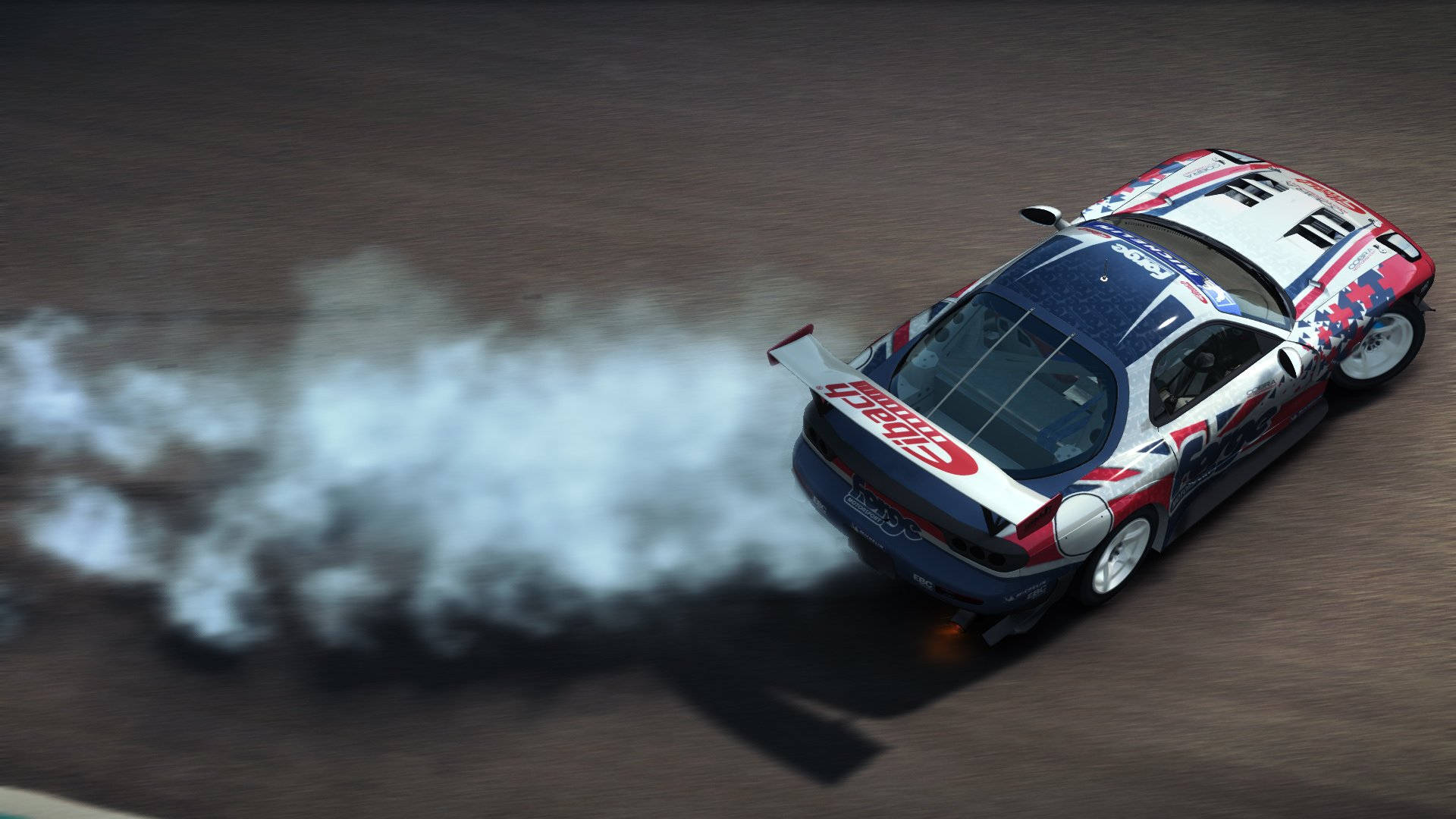 Grid Autosport 飛馳漂移賽車場景 壁紙 — 高速飄移賽車在人造燈光下的黑暗賽道上揚起濃煙。
