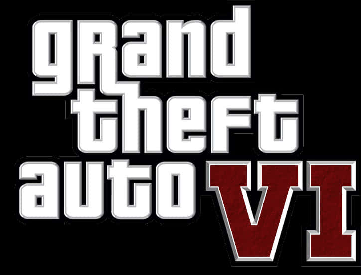 GTA VI 標誌 壁紙 — 黑色背景上帶有磨損紋理的粗體白色和紅色「Grand Theft Auto VI」標誌。