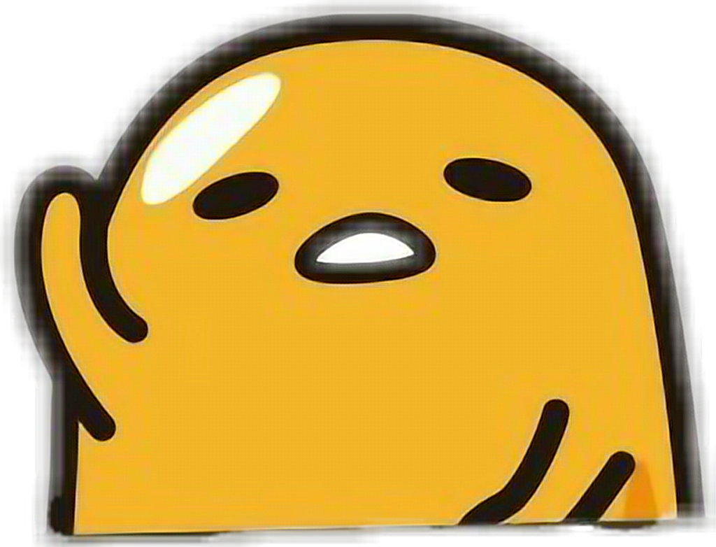 懶蛋Gudetama卡通角色 壁紙 — 一個明亮的黃色卡通角色，帶有簡單的黑色特徵和驚訝的表情。