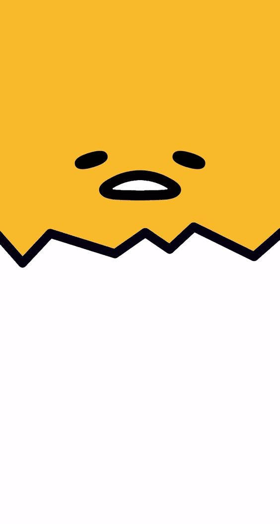 可愛Gudetama風格壁紙 壁紙 — 一個極簡風格的黃色卡通角色，帶有簡單的臉孔，從頂部窺視，背景為白色。