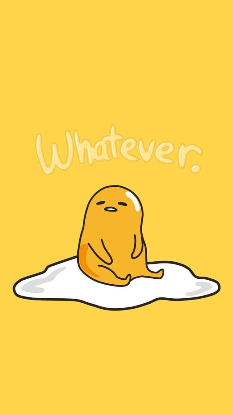 黃色卡通角色坐在白色水漥上，帶有「Whatever.」文字