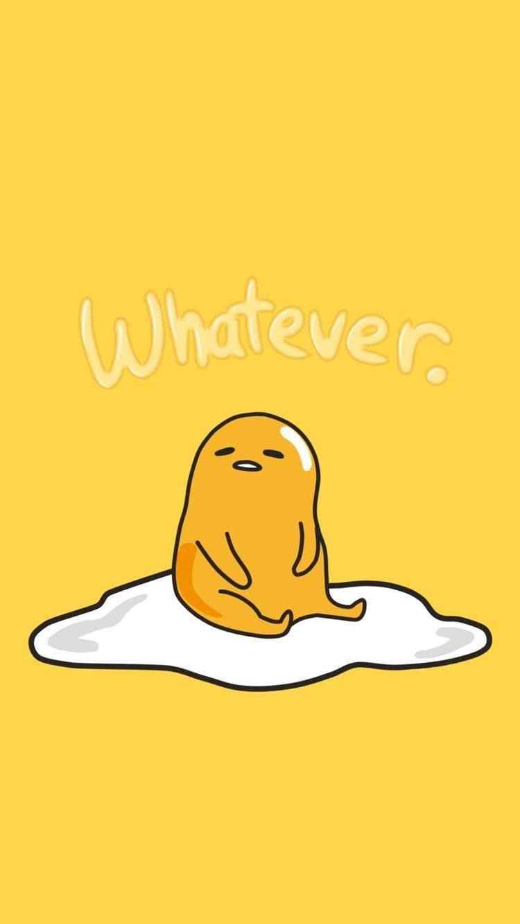 黃色卡通角色坐在白色水坑上，帶有「Whatever.」文字