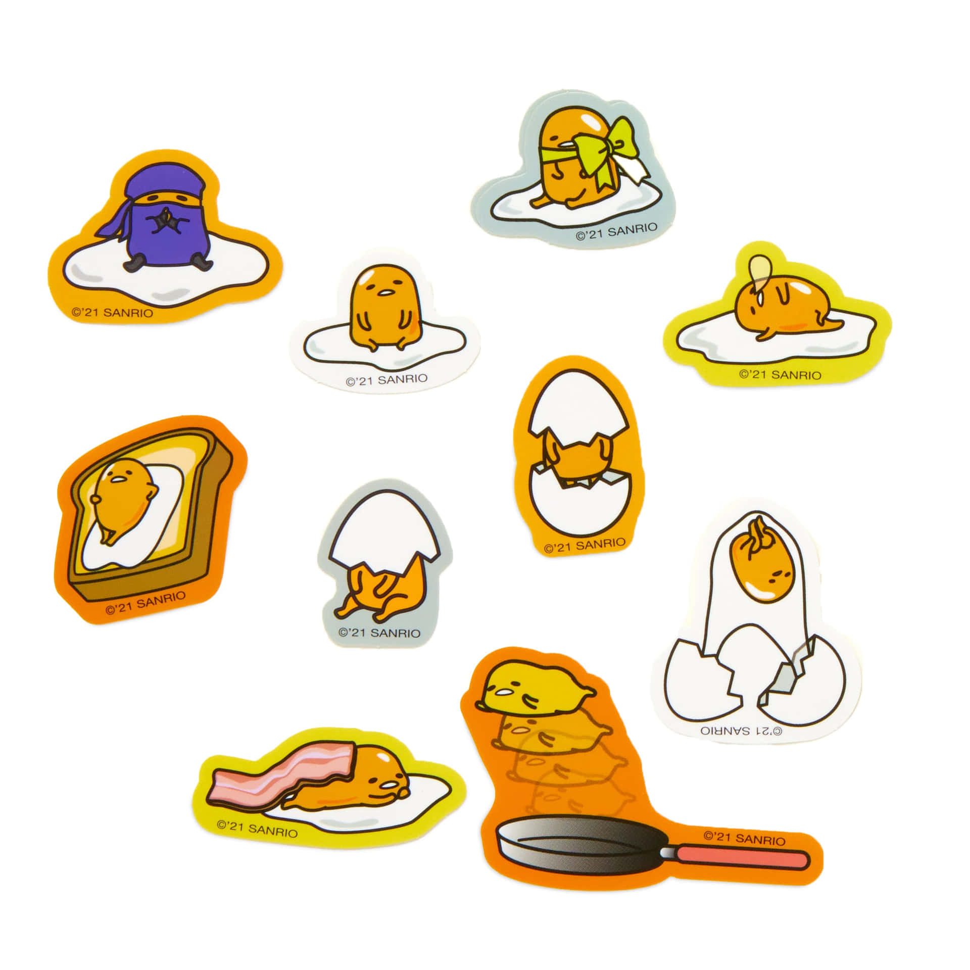 Gudetama 貼紙，以懶惰的蛋角色在早餐場景中為特色。