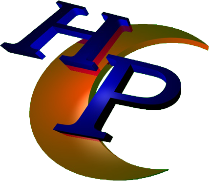 H P Logo 3D 渲染 壁紙 — 在充滿活力的綠色背景上，藍色和橙色光芒的醒目3D HP字母。