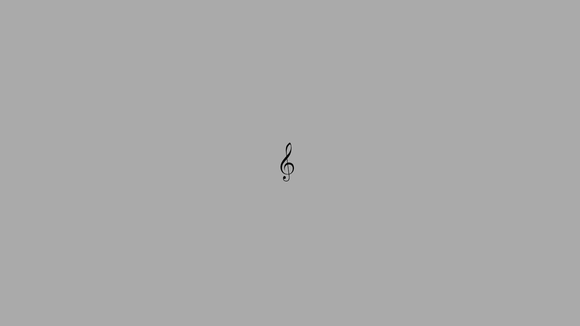  壁紙 — 一個黑色高音譜號符號，居中放在純灰色背景上。