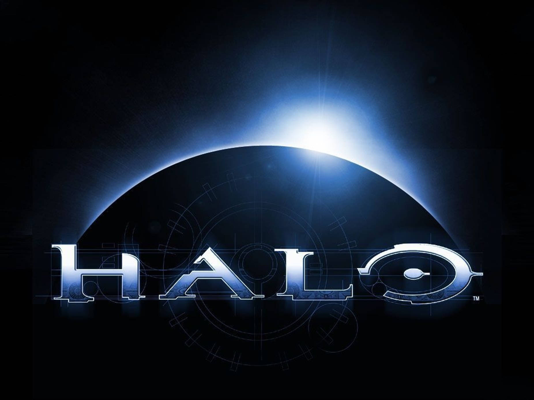 Halo 標誌，在黑暗的太空場景中，帶有發光的藍色文字，背景有行星和一顆明亮的星星。