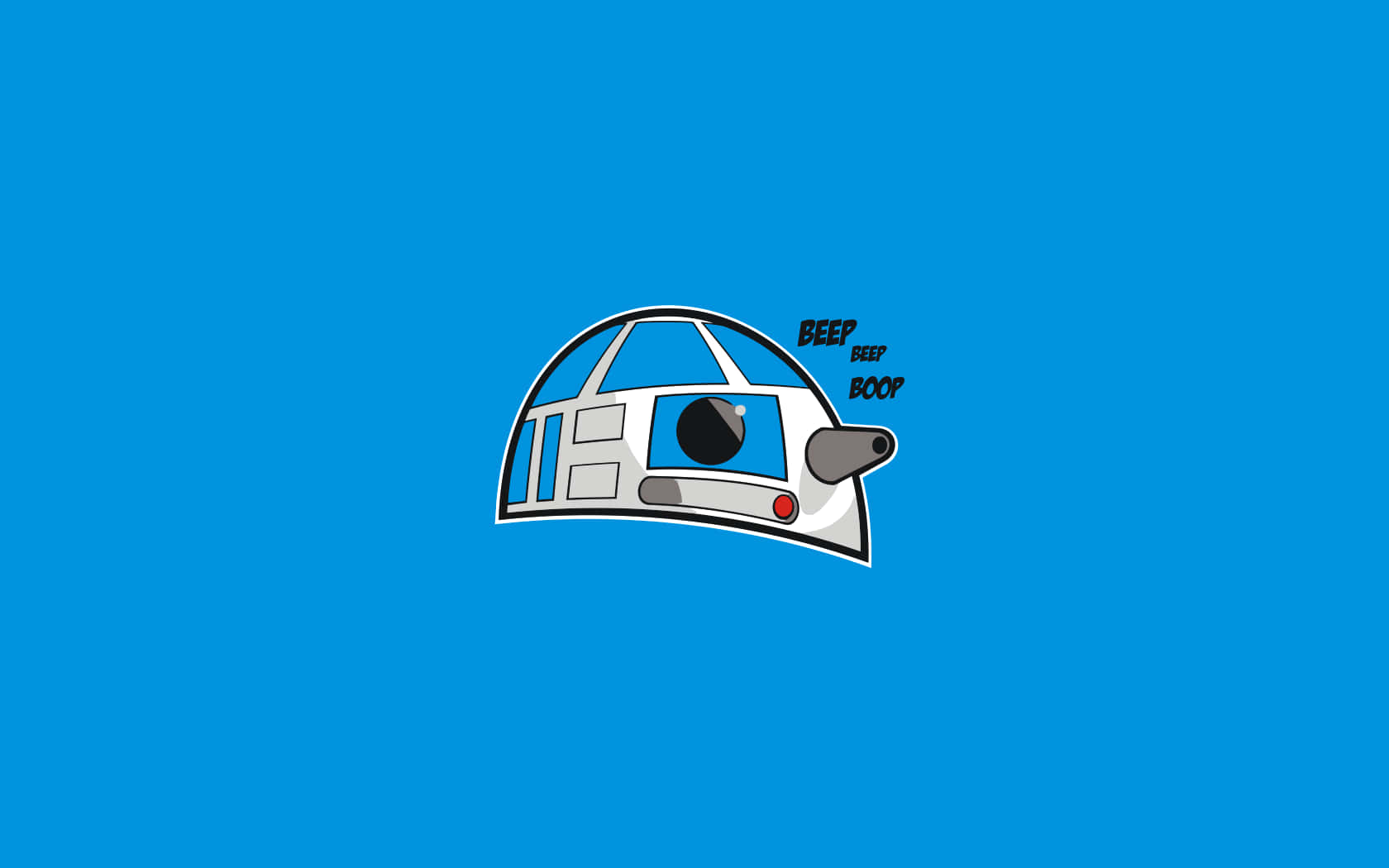 卡通R2-D2機械人，藍色背景上有聲音文字