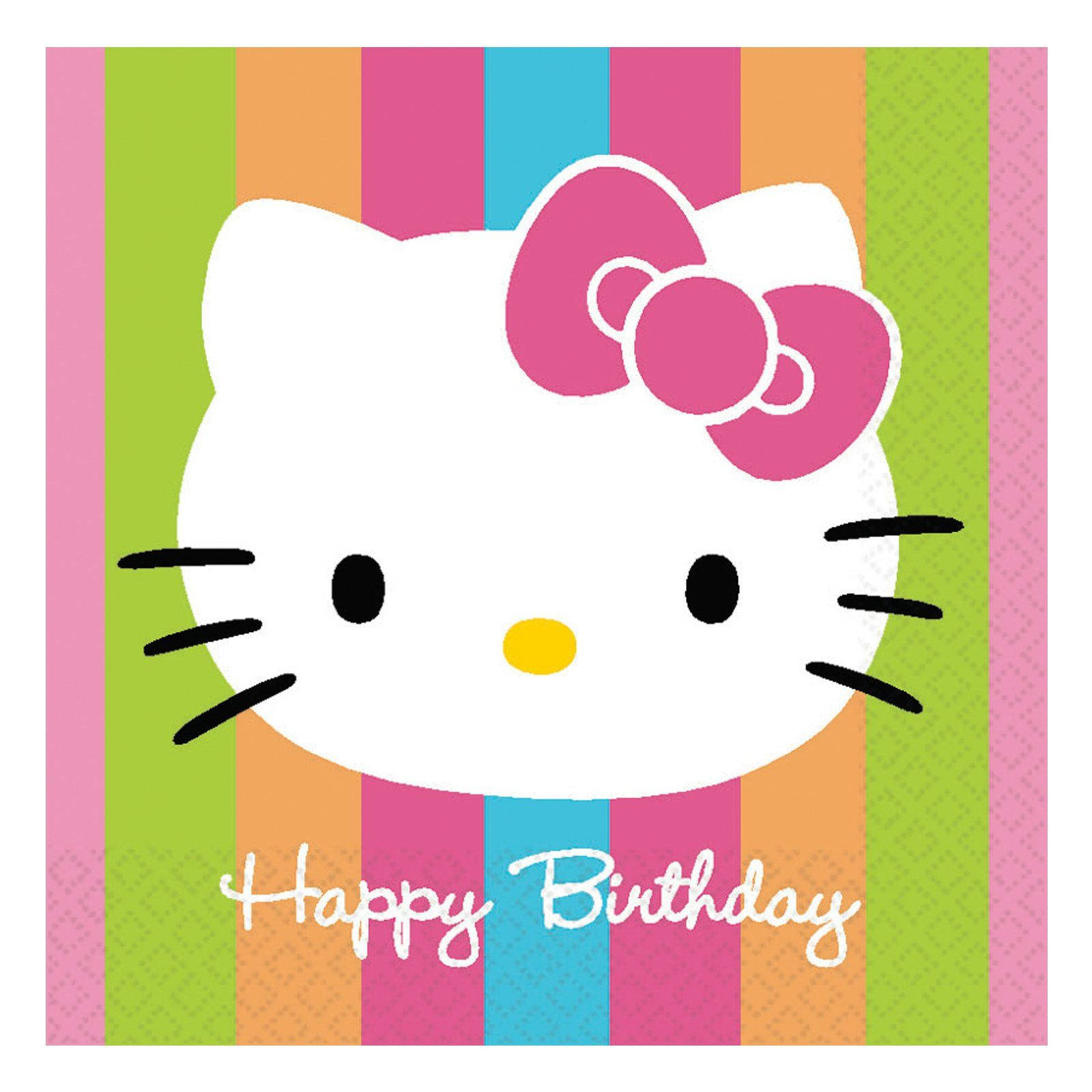 Hello Kitty於柔和條紋背景壁紙