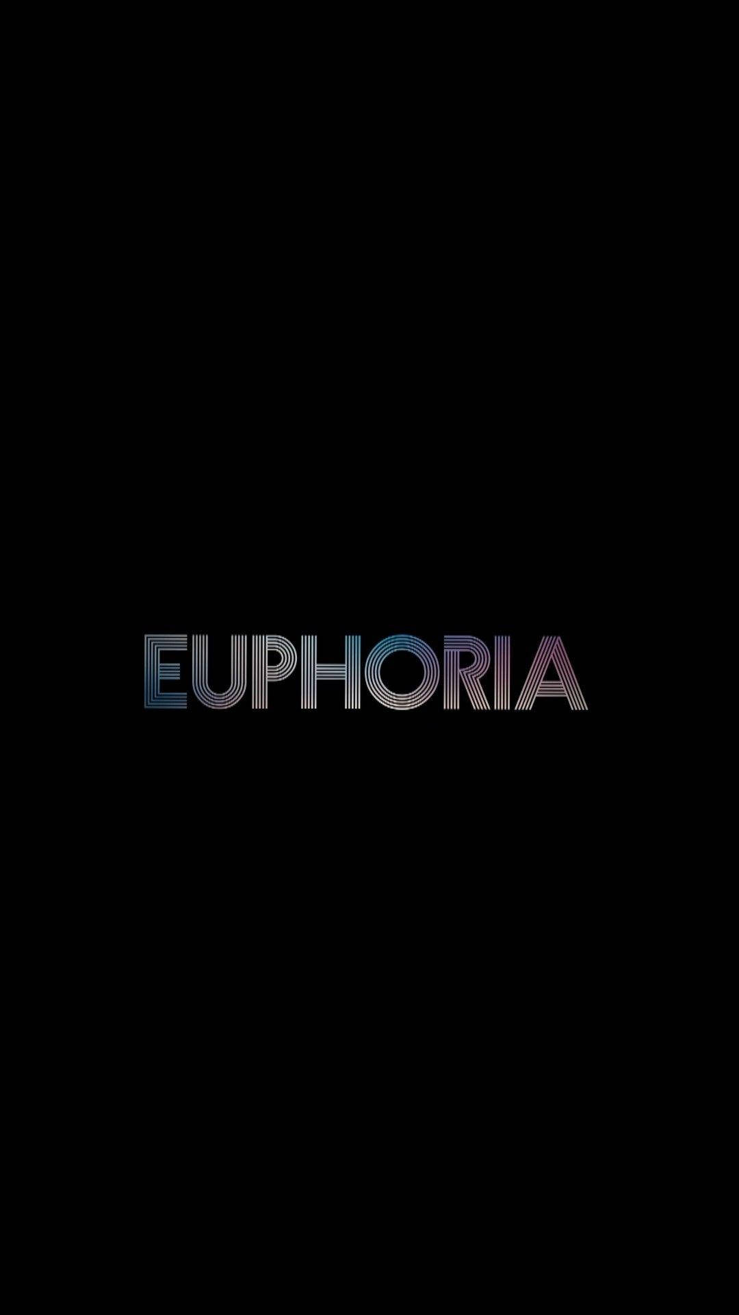 黑色背景上色彩繽紛的條紋字母「EUPHORIA」。