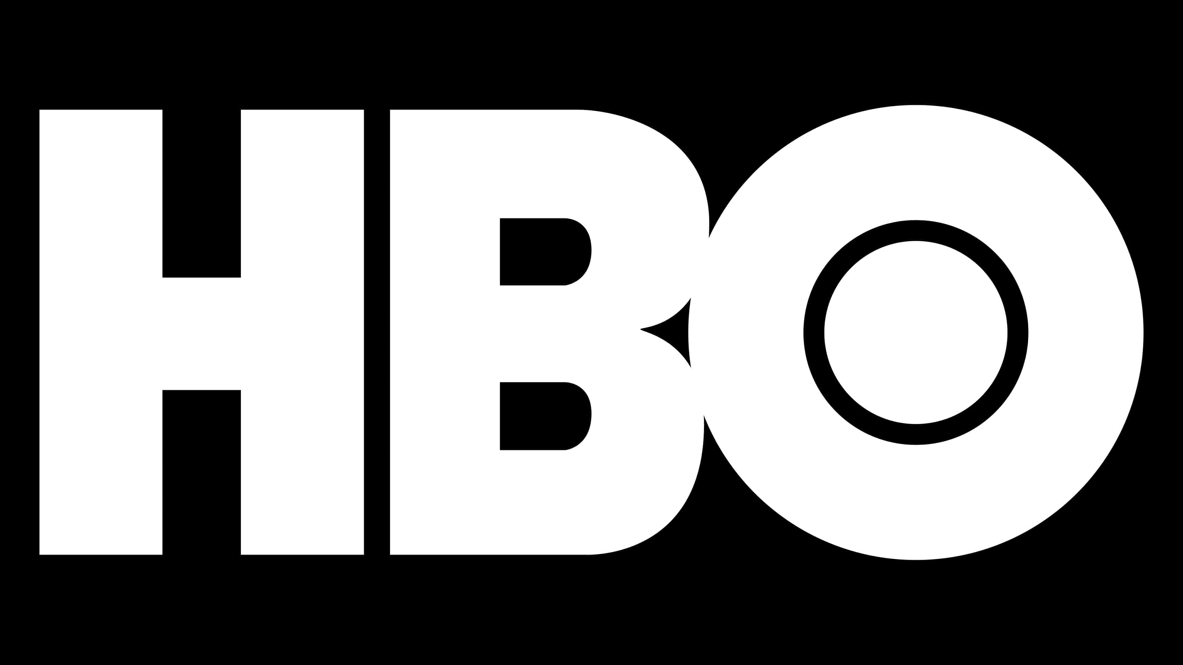 HBO電視台品牌圖 壁紙 — 大膽的白色HBO標誌在純黑色背景上顯得格外突出。