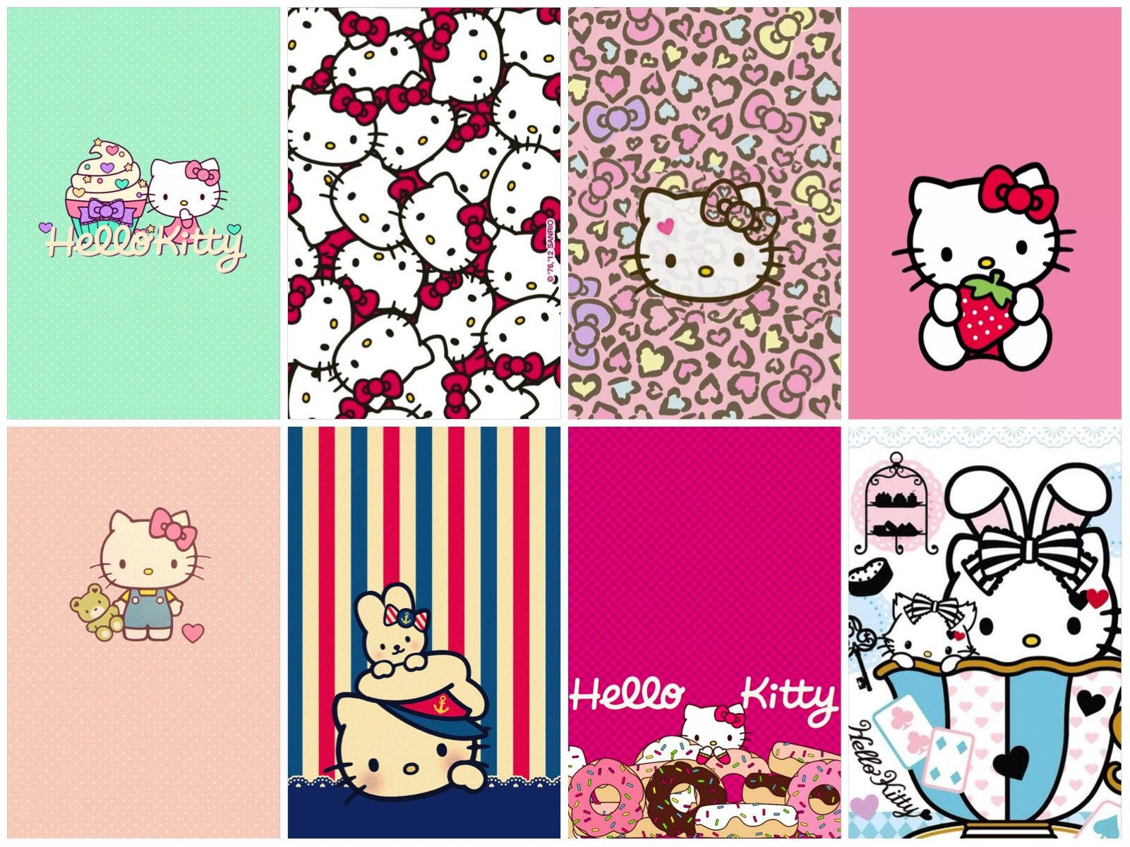 多款可愛Hello Kitty壁紙拼貼圖。