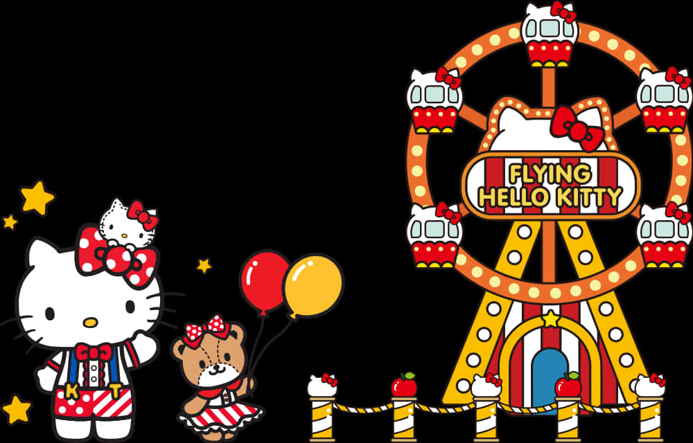 飛行Hello Kitty 節慶主題 壁紙