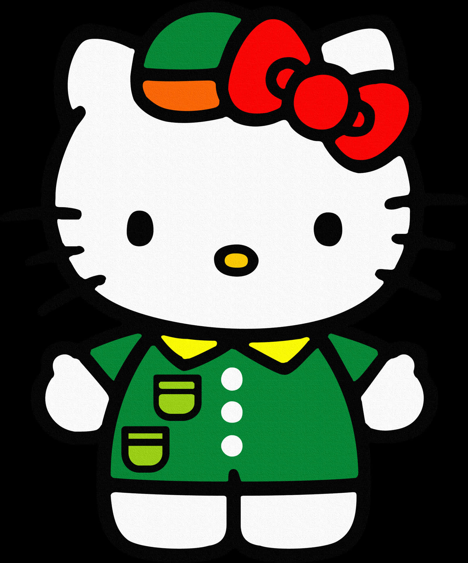 Hello Kitty 綠色服裝 壁紙