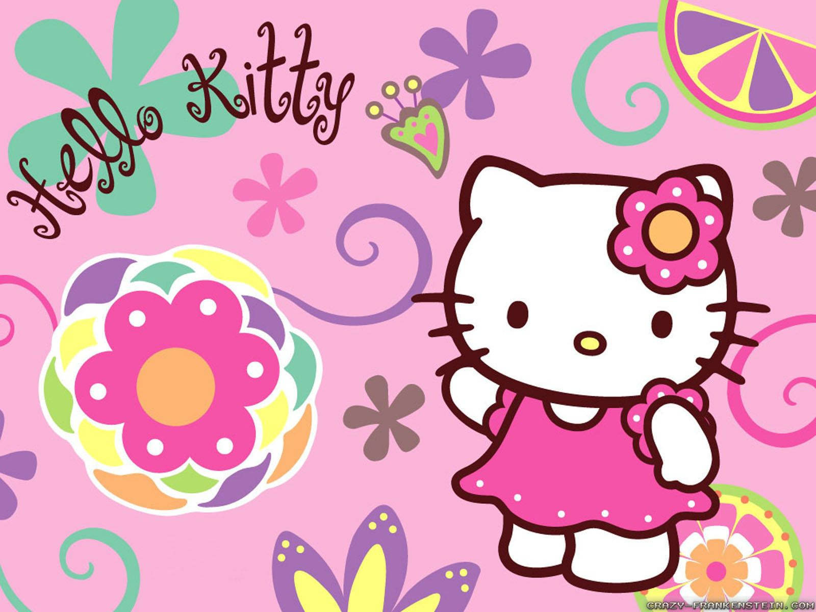 Hello Kitty站在柔和背景前的壁紙。