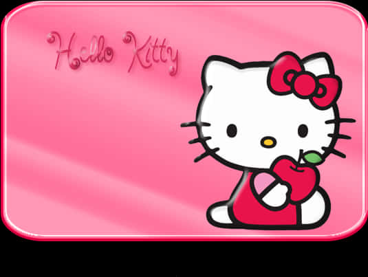Hello Kitty 與蘋果插畫 壁紙