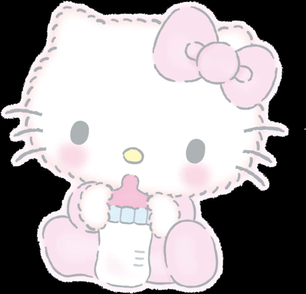 Hello Kitty喝牛奶 壁紙