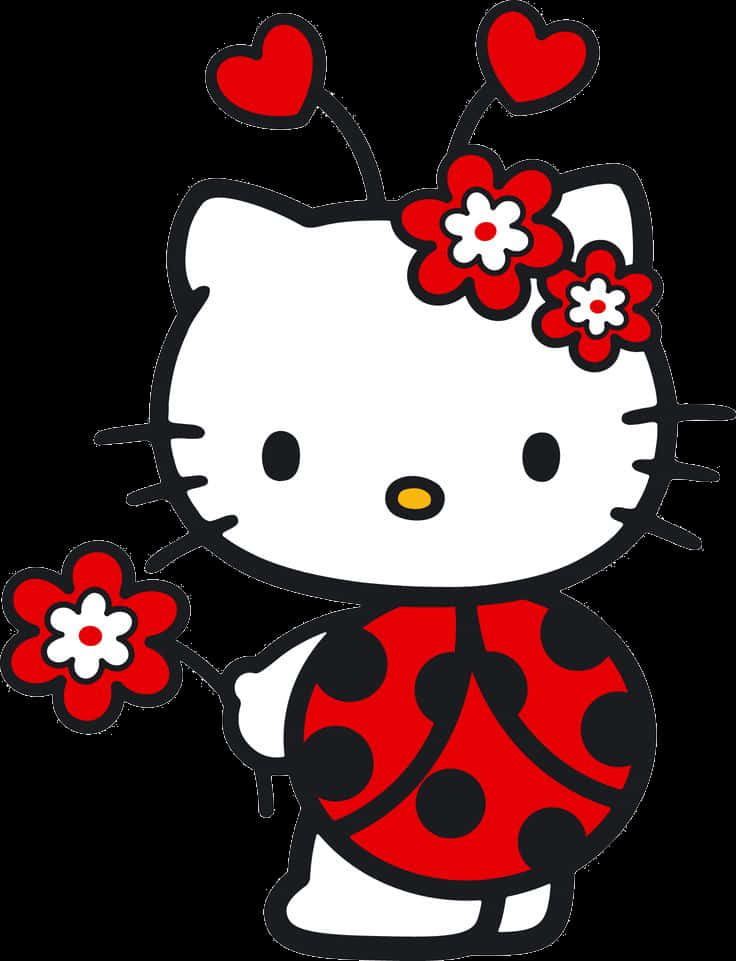 Hello Kitty穿瓢蟲服裝 壁紙
