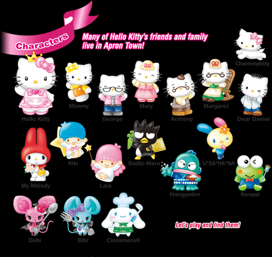Hello Kitty與朋友圍裙鎮 壁紙
