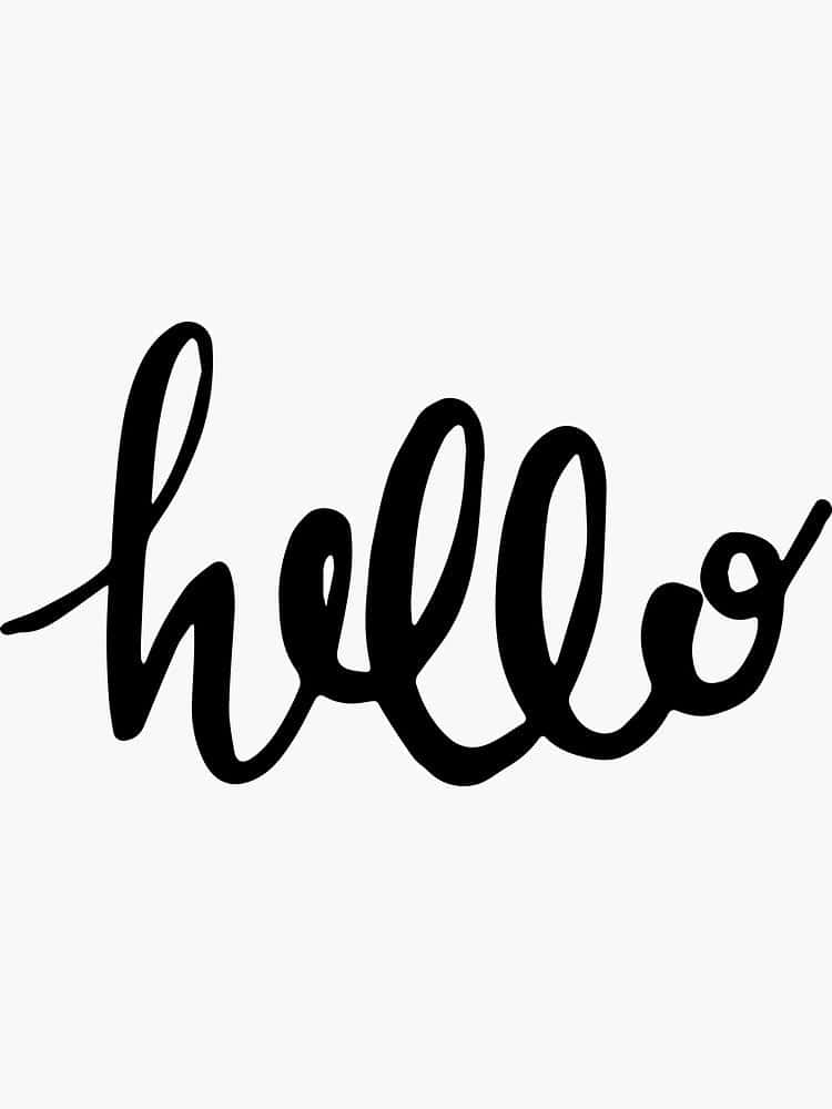 Hello 桌布 壁紙 — 「hello」一詞以流暢的黑色草書字體書寫，居中於純淺灰色背景上。