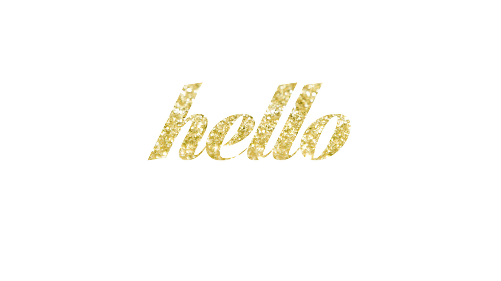 Hello 桌布 壁紙 — 「hello」一詞以閃爍金色草書字體居中顯示在純白色背景上。